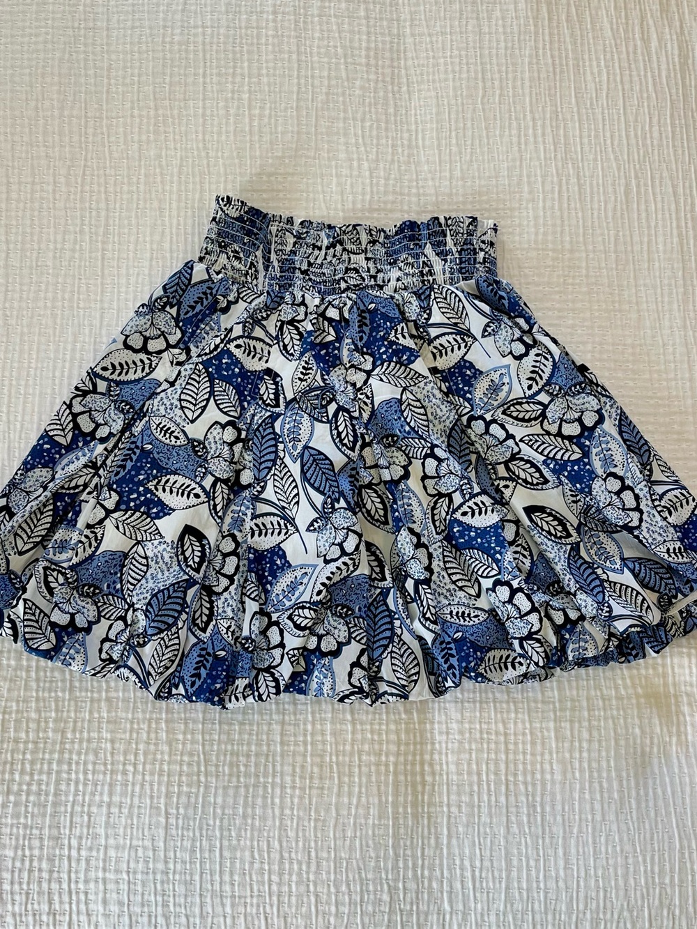 BURU Blue Floral Bubble Skirt with smocked Waist